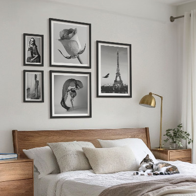 Poliptih v okvirju Eleganten črno-beli Pariz