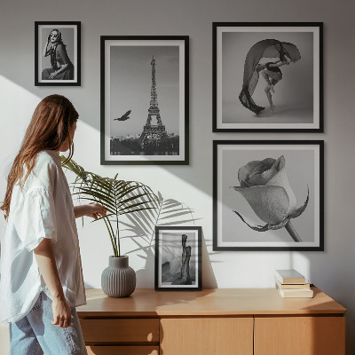 Poliptih v okvirju Eleganten črno-beli Pariz