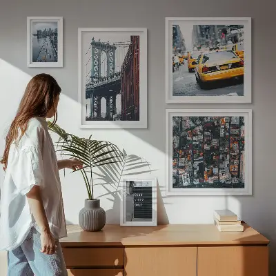 Komplet ujemajočih se slik z motivom očarljivi razgledi na New York