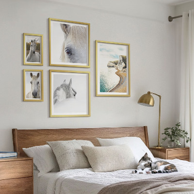 Poliptih v okvirju Konji plaža narava minimalizem