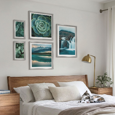 Set 5 slik v okvirju Zelene rastline slapovi narava