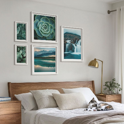 Set 5 slik v okvirju Zelene rastline slapovi narava
