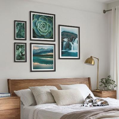 Set 5 slik v okvirju Zelene rastline slapovi narava