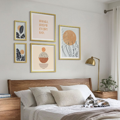 Poliptih v okvirju Elegantni slogani z rastlinsko grafiko