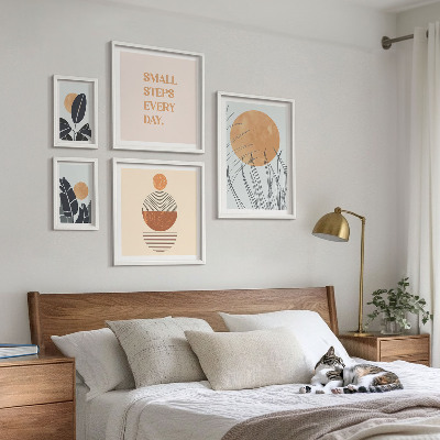 Poliptih v okvirju Elegantni slogani z rastlinsko grafiko