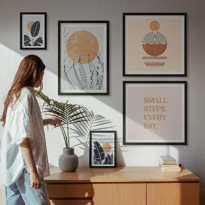 Poliptih v okvirju Elegantni slogani z rastlinsko grafiko
