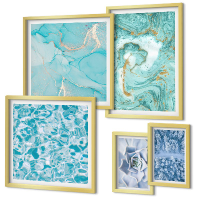 Set 5 slik v okvirju Elegantni turkizno modri poudarki