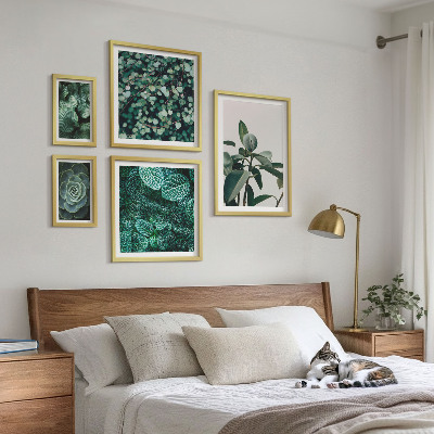 Set 5 slik v okvirju Rastlinski motivi zeleni listi