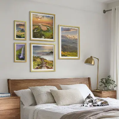 Slapovi gorskih pokrajin komplet 5 slik v okvirju