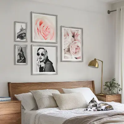 Elegantni portreti vrtnic komplet 5 slik v okvirju