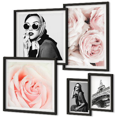 Set 5 slik v okvirju Elegantni portreti vrtnic