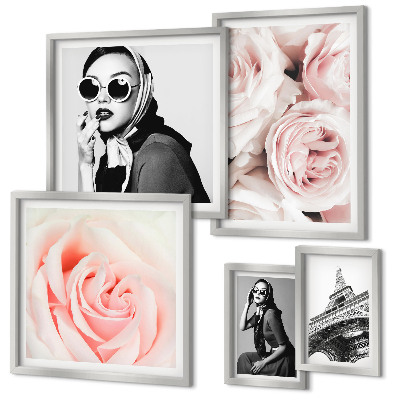 Set 5 slik v okvirju Elegantni portreti vrtnic