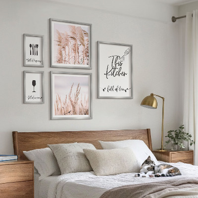 Komplet ujemajočih se slik Boho kuhinja obožuje kuhanje