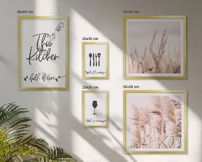 Komplet ujemajočih se slik za kuhinjo motiv boho kuhinja obožuje kuhanje
