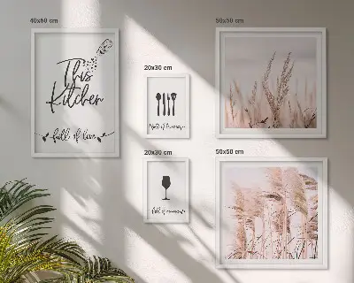 Komplet ujemajočih se slik za kuhinjo motiv boho kuhinja obožuje kuhanje