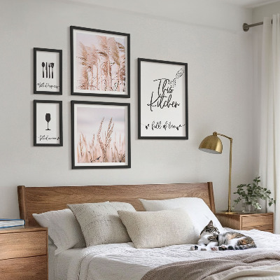 Komplet ujemajočih se slik Boho kuhinja obožuje kuhanje