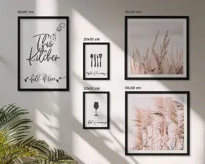Komplet ujemajočih se slik za kuhinjo motiv boho kuhinja obožuje kuhanje