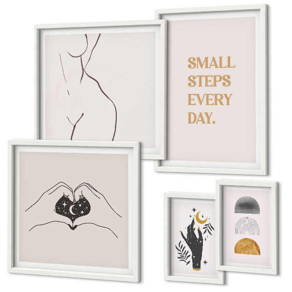 Set 5 slik v okvirju Motivacija pozitivno razmišljanje minimalizem