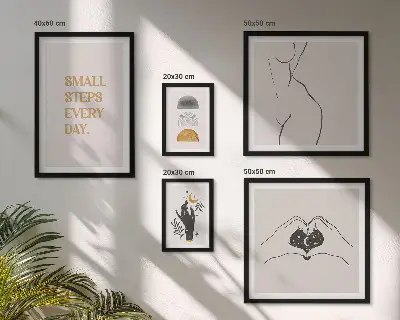 Komplet 5 slik v okvirju motivacija, pozitivno razmišljanje in minimalizem