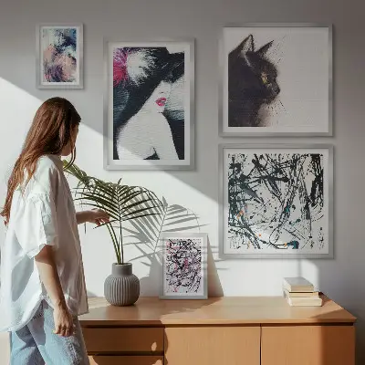 Elegantni abstraktni portreti komplet 5 slik v okvirju