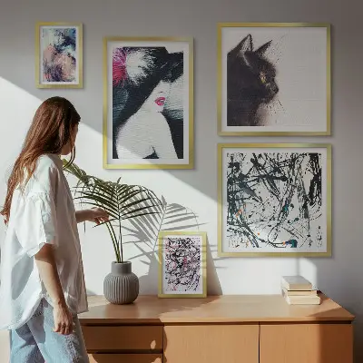 Elegantni abstraktni portreti komplet 5 slik v okvirju