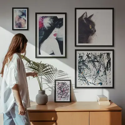 Elegantni abstraktni portreti komplet 5 slik v okvirju