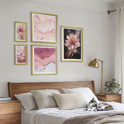 Komplet ujemajočih se slik Rožnati cvetlični aranžmaji