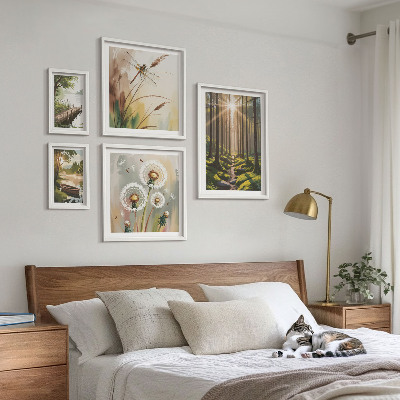 Set 5 slik v okvirju Gozdne pokrajine narava mir