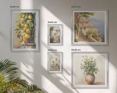 Poliptih v okvirju citrusni poudarki v mediteranskem slogu