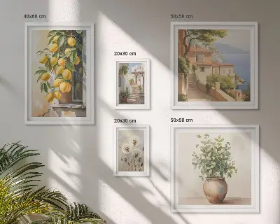 Poliptih v okvirju citrusni poudarki v mediteranskem slogu