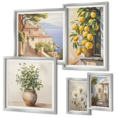 Poliptih v okvirju citrusni poudarki v mediteranskem slogu