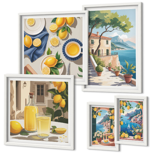 Set 5 slik v okvirju Limone s slikovitim razgledom