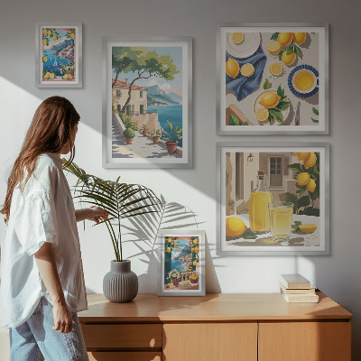 Set 5 slik v okvirju Limone s slikovitim razgledom