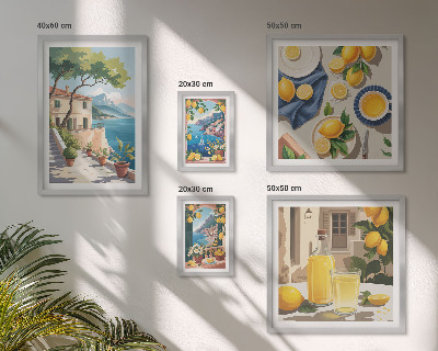 Set 5 slik v okvirju Limone s slikovitim razgledom