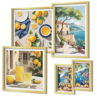 Set 5 slik v okvirju Limone s slikovitim razgledom