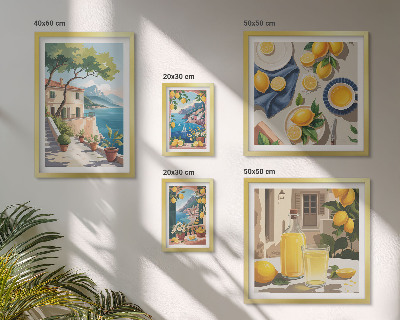 Set 5 slik v okvirju Limone s slikovitim razgledom