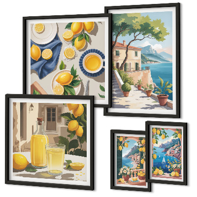 Set 5 slik v okvirju Limone s slikovitim razgledom