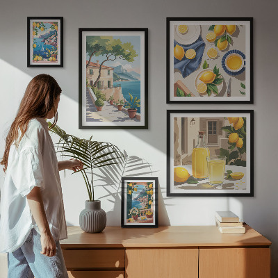 Set 5 slik v okvirju Limone s slikovitim razgledom