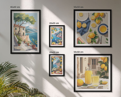 Set 5 slik v okvirju Limone s slikovitim razgledom