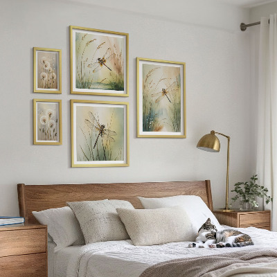 Komplet ujemajočih se slik Boho naravni motivi s kačjimi pastirji
