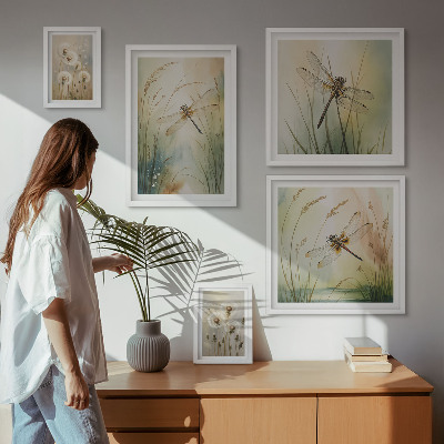 Komplet ujemajočih se slik Boho naravni motivi s kačjimi pastirji