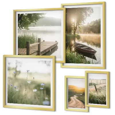 Set 5 slik v okvirju mirne zelene pokrajine ob vodi