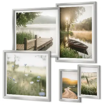 Set 5 slik v okvirju mirne zelene pokrajine ob vodi