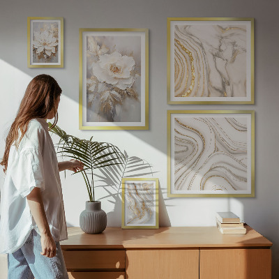 Set 5 slik v okvirju Abstraktni cvetlični motivi, eleganca
