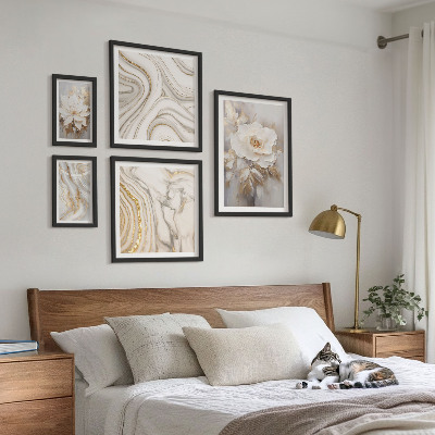 Set 5 slik v okvirju Abstraktni cvetlični motivi, eleganca