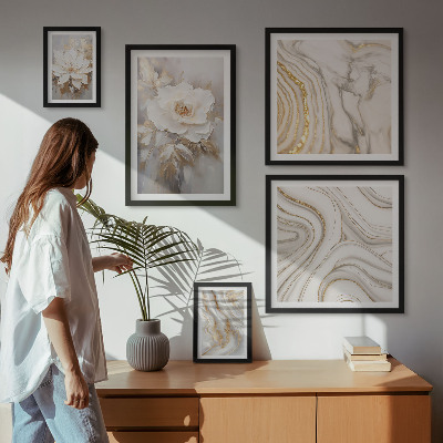 Set 5 slik v okvirju Abstraktni cvetlični motivi, eleganca