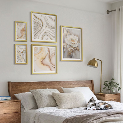 Poliptih v okvirju Cvetlični motivi abstraktna eleganca