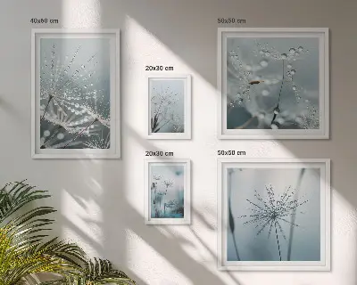 Kapljice vode na rastlinah poliptih v okvirju