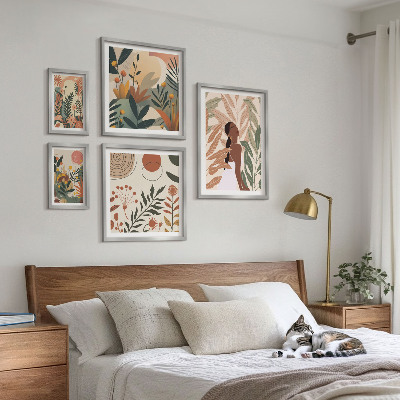Poliptih v okvirju Boho stil z rastlinsko figuro