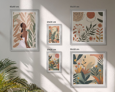Poliptih v okvirju Boho stil z rastlinsko figuro